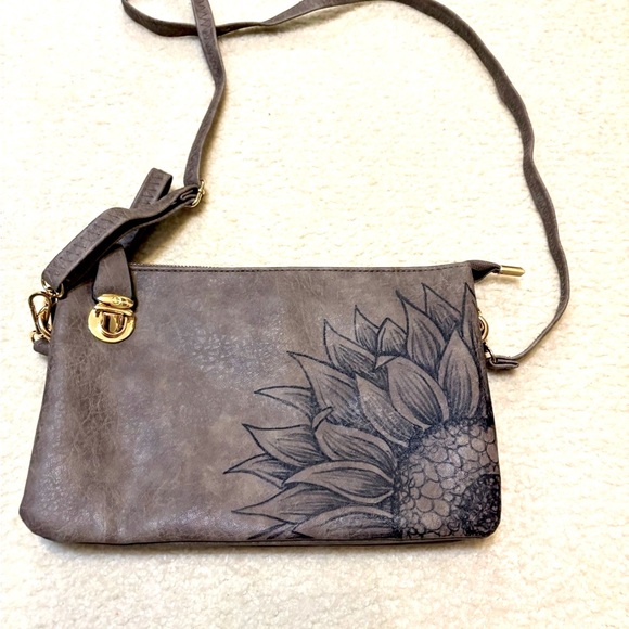 N’Gil Crossbody & Wristlet Brown Sunflower Handbag Spotless Tons of Storage - Picture 3 of 15